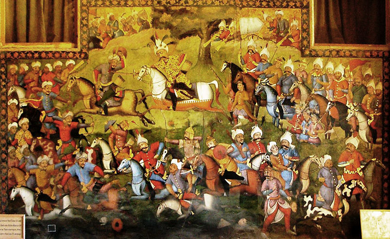 تابلوی شاه اسماعیل یکم در جنگ مرو چهل ستون اصفهان